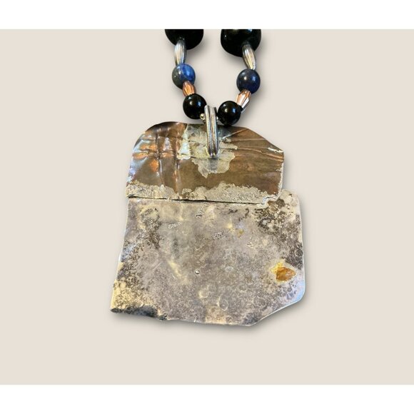 Handmade Sterling Mixed Media Beaded Necklace With Dichroic Glass & Stone Penda - Picture 7 of 9